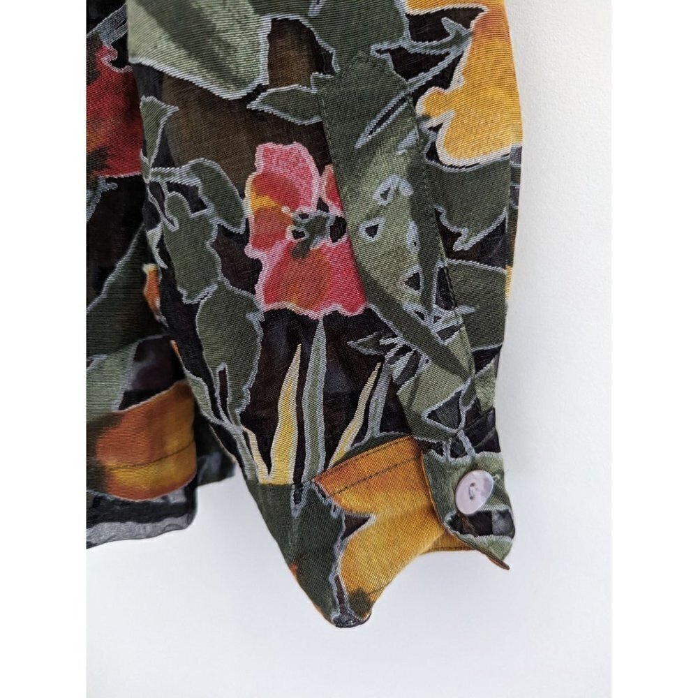 Chico's Tropical Botanical Casual Button Up Shirt Size L - Picture 4 of 8